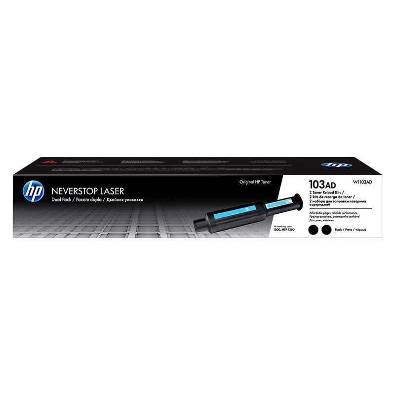 HP 103AD Dual Pack Black Original Neverstop Laser Toner Reload Kit-(W1103AD)