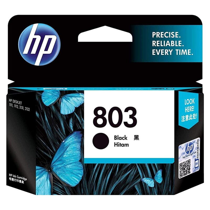 HP 803 Small Black Original Ink Cartridge - (F6V23AA)