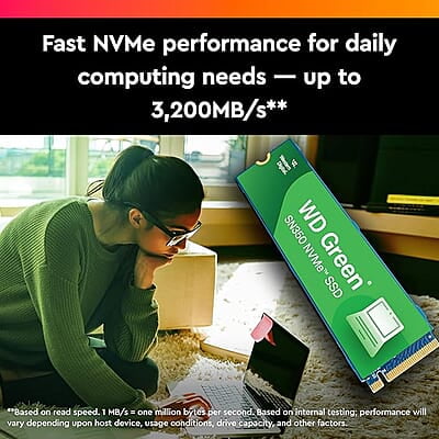 WD SN350 1TB NVME M.2 SSD GREEN WD SN350 1TB NVME M.2 SSD GREEN