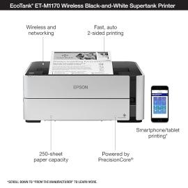 Epson Eco Tank Monochrome Ink Tank A4 Printer-(M1170) Epson Eco Tank Monochrome Ink Tank A4 Printer-(M1170)