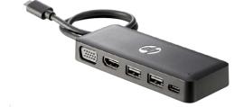 HP USB-C to Multi-Port 3-in-1 (VGA+HDMI+USB) Travel Hub for Type-C Laptops(Z9G82AA)