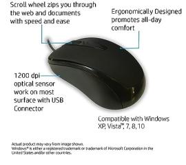 HP USB Optical Wired Mouse M006 - 2U2H5P3 HP USB Optical Wired Mouse M006 - 2U2H5P3