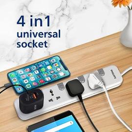 Philips 4UV Individual Power Strip Universal Socket - CHP3441W/94 Philips 4UV Individual Power Strip Universal Socket - CHP3441W/94